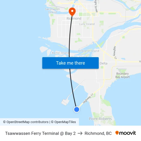 Tsawwassen Ferry Terminal @ Bay 2 to Richmond, BC map