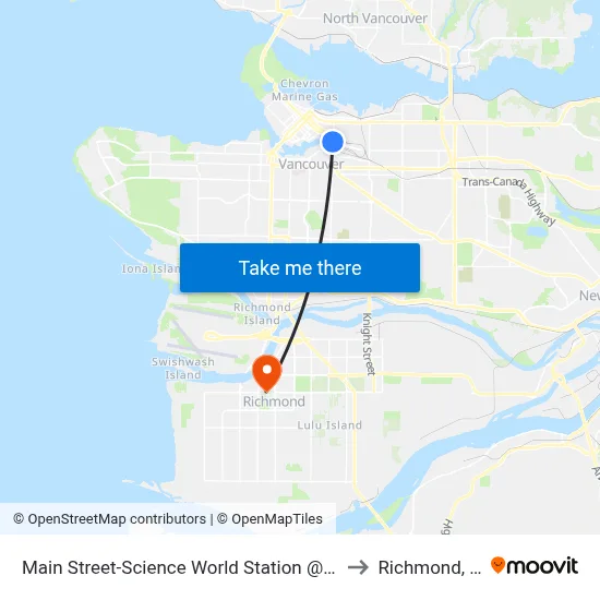 Main Street-Science World Station @ Bay 1 to Richmond, BC map