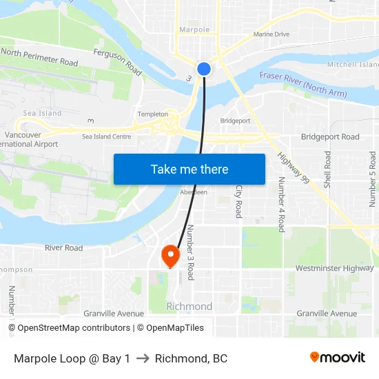 Marpole Loop @ Bay 1 to Richmond, BC map