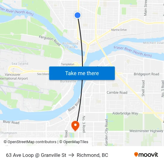 63 Ave Loop @ Granville St to Richmond, BC map