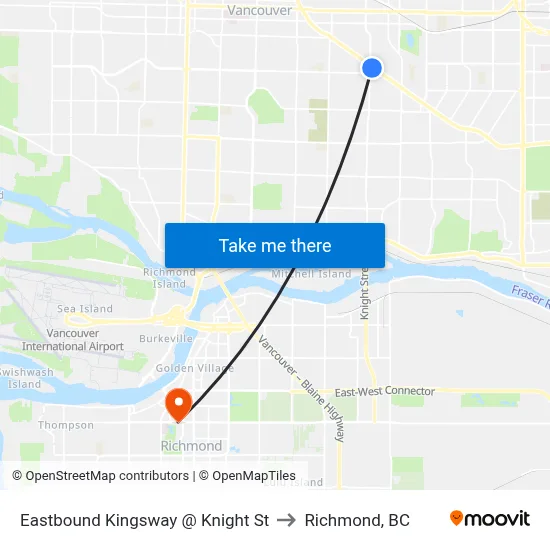 Eastbound Kingsway @ Knight St to Richmond, BC map