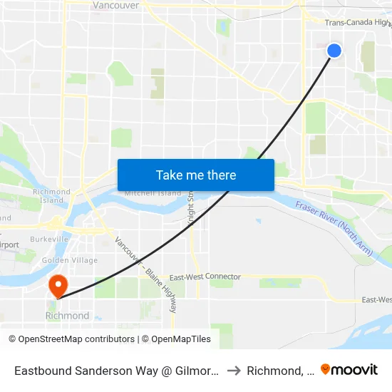 Eastbound Sanderson Way @ Gilmore Way to Richmond, BC map