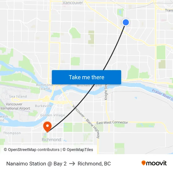 Nanaimo Station @ Bay 2 to Richmond, BC map