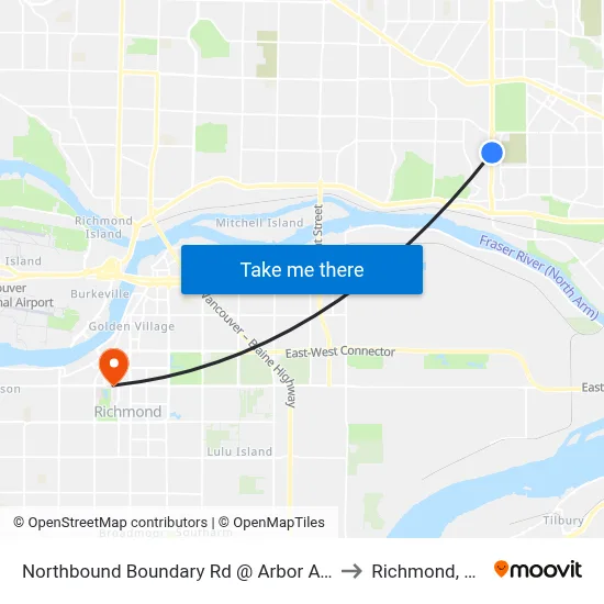 Northbound Boundary Rd @ Arbor Ave to Richmond, BC map
