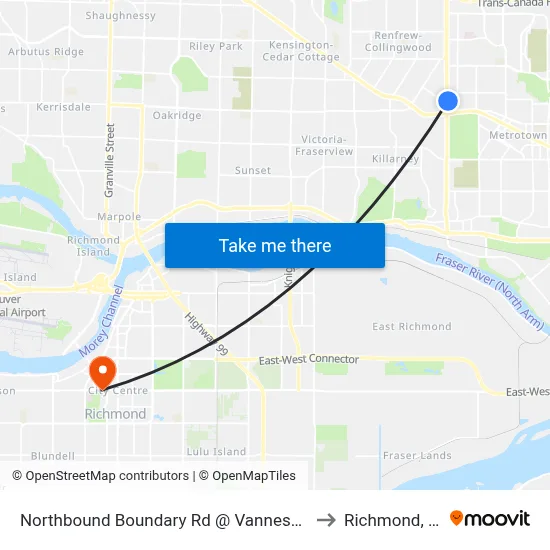 Northbound Boundary Rd @ Vanness Ave to Richmond, BC map