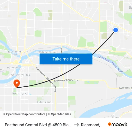 Eastbound Central Blvd @ 4500 Block to Richmond, BC map