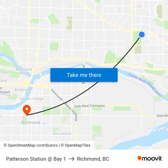 Patterson Station @ Bay 1 to Richmond, BC map