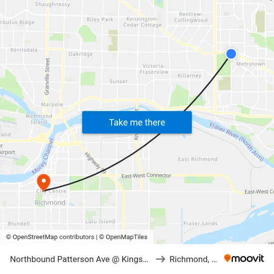 Northbound Patterson Ave @ Kingsway to Richmond, BC map
