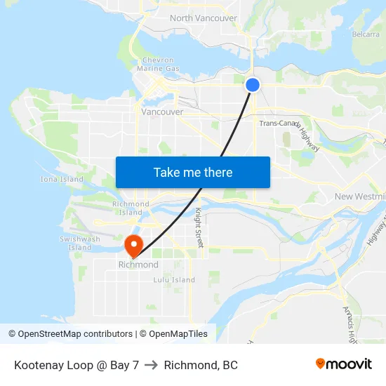 Kootenay Loop @ Bay 7 to Richmond, BC map