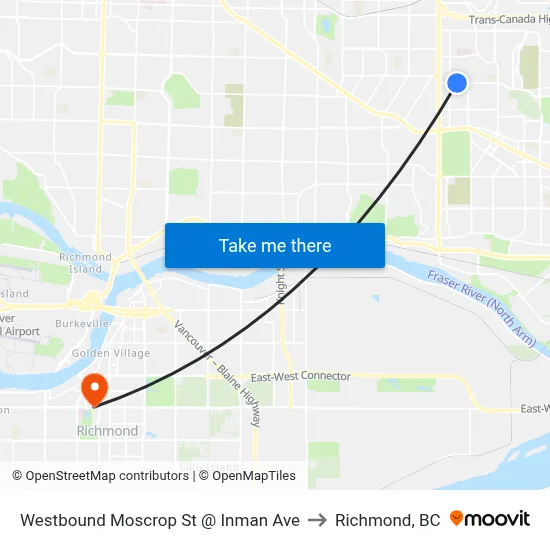 Westbound Moscrop St @ Inman Ave to Richmond, BC map