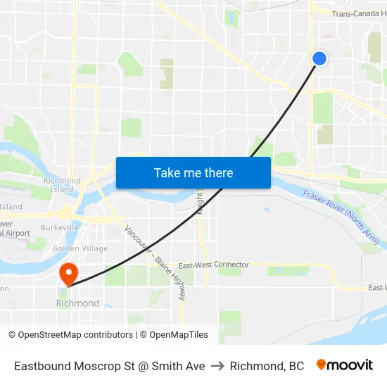 Eastbound Moscrop St @ Smith Ave to Richmond, BC map