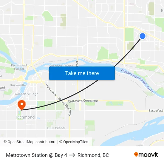 Metrotown Station @ Bay 4 to Richmond, BC map