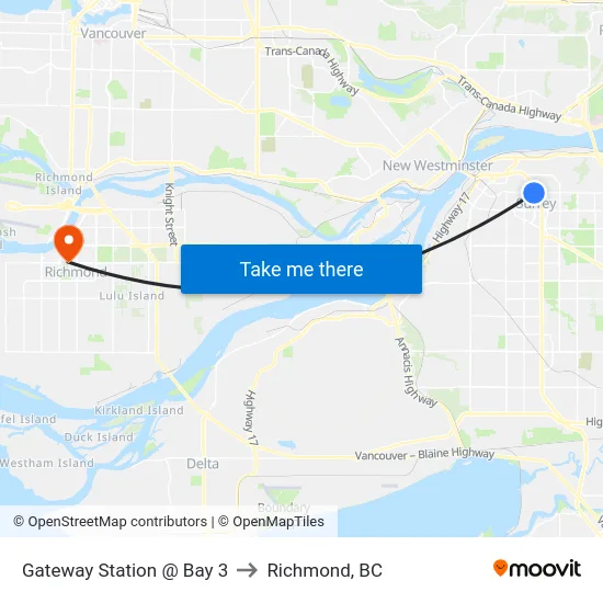 Gateway Station @ Bay 3 to Richmond, BC map
