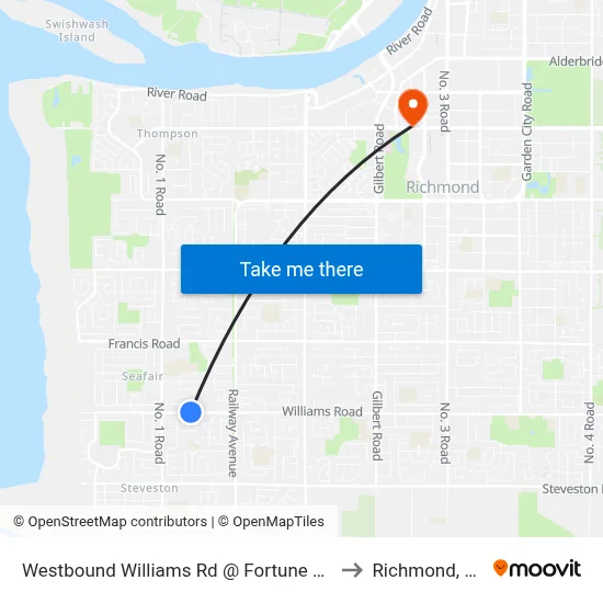 Westbound Williams Rd @ Fortune Ave to Richmond, BC map