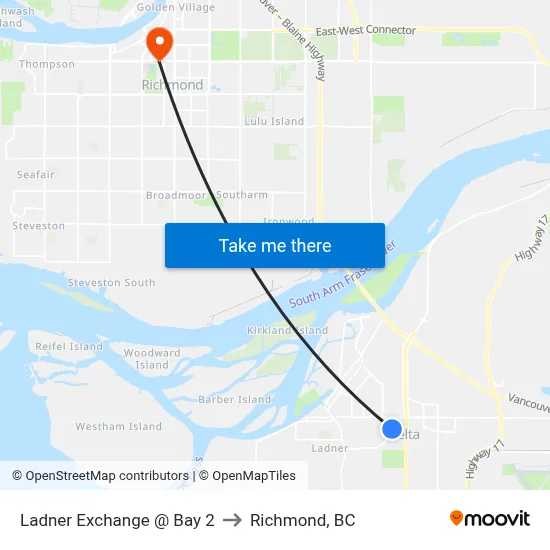 Ladner Exchange @ Bay 2 to Richmond, BC map