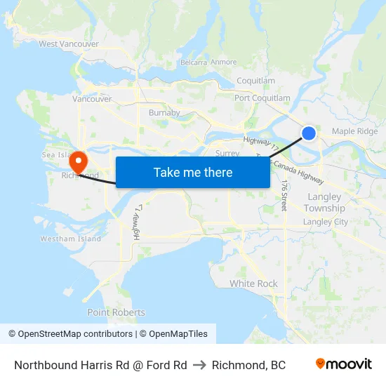 Northbound Harris Rd @ Ford Rd to Richmond, BC map