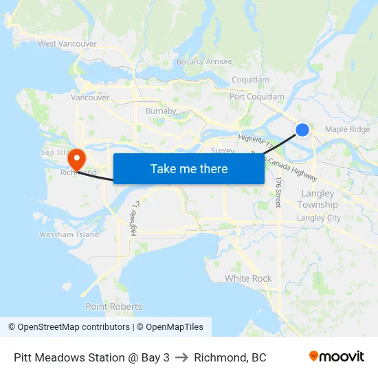 Pitt Meadows Station @ Bay 3 to Richmond, BC map