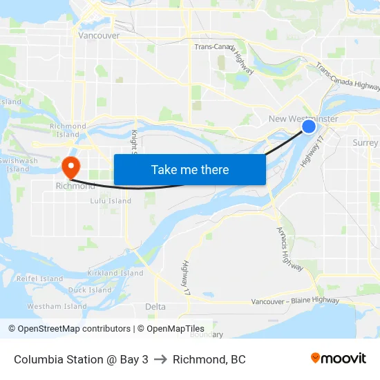 Columbia Station @ Bay 3 to Richmond, BC map