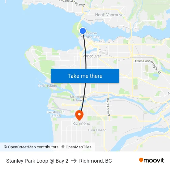 Stanley Park Loop @ Bay 2 to Richmond, BC map
