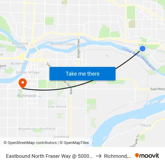 Eastbound North Fraser Way @ 5000 Block to Richmond, BC map