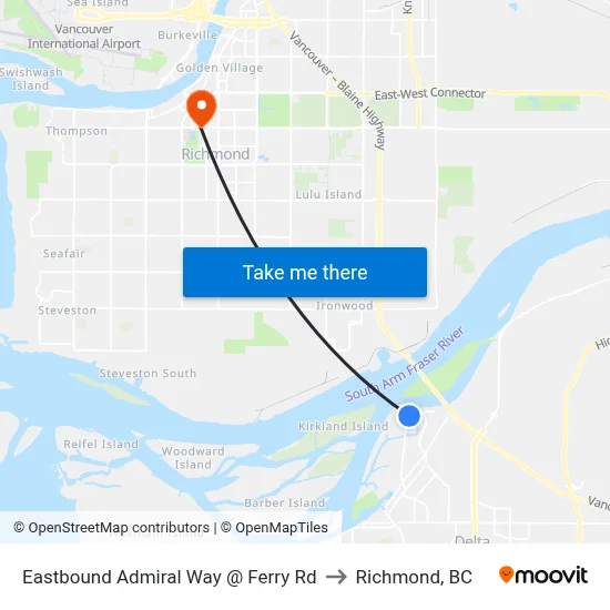 Eastbound Admiral Way @ Ferry Rd to Richmond, BC map