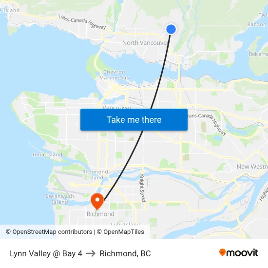 Lynn Valley @ Bay 4 to Richmond, BC map