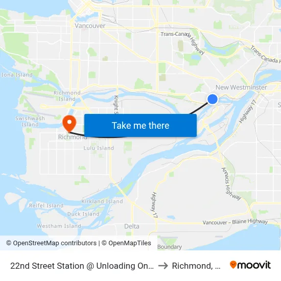 22nd Street Station @ Unloading Only to Richmond, BC map