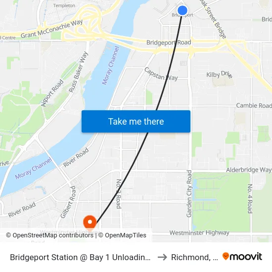Bridgeport Station @ Bay 1 Unloading Only to Richmond, BC map