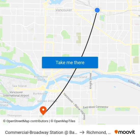 Commercial-Broadway Station @ Bay 5 to Richmond, BC map