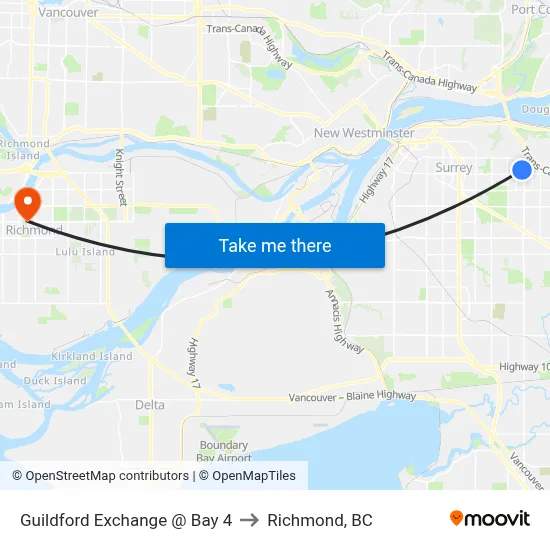 Guildford Exchange @ Bay 4 to Richmond, BC map