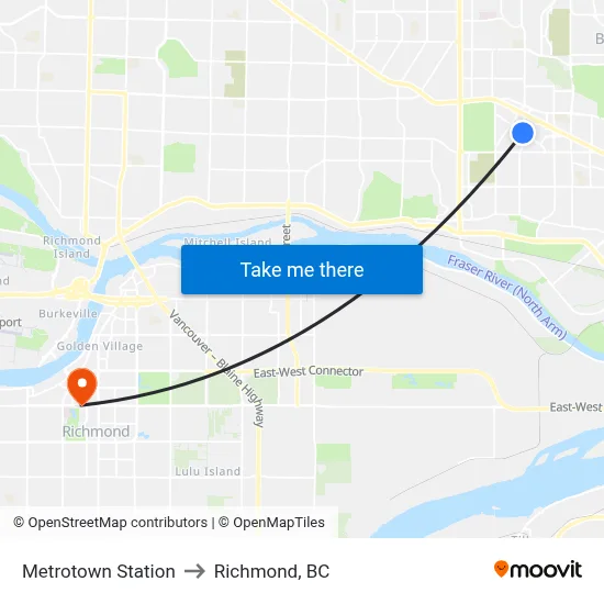 Metrotown Station to Richmond, BC map
