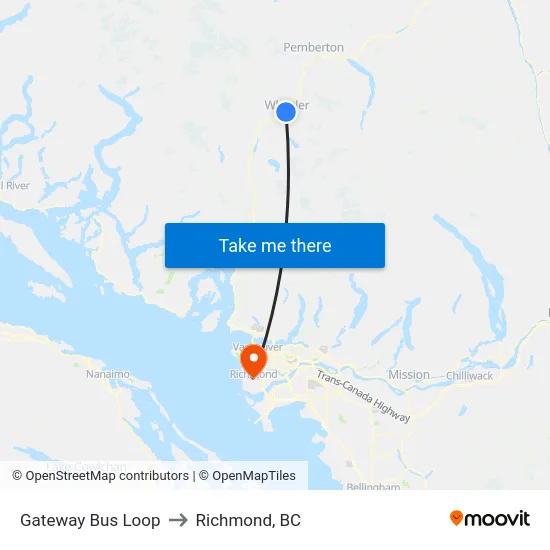 Gateway Bus Loop to Richmond, BC map