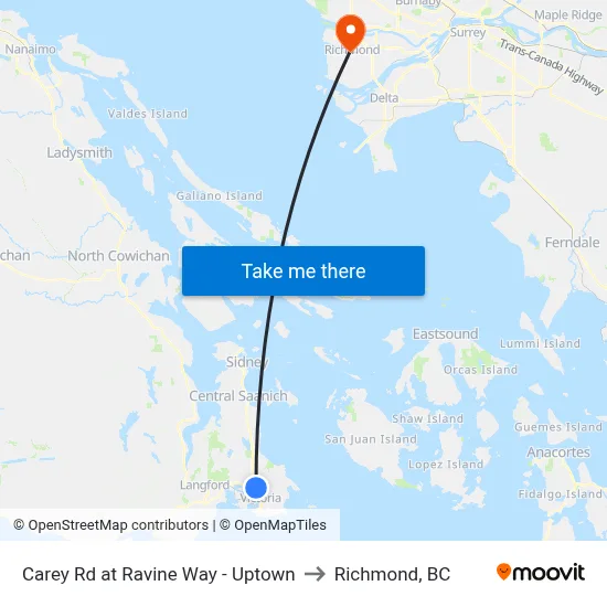 Carey Rd at Ravine Way - Uptown to Richmond, BC map