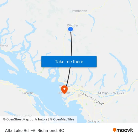 Alta Lake Rd to Richmond, BC map