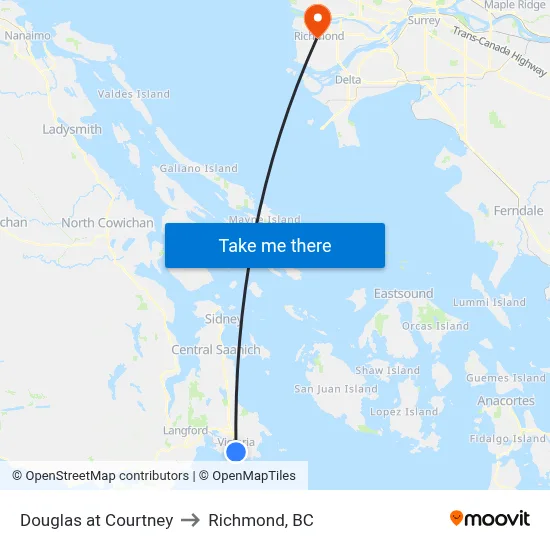 Douglas at Courtney to Richmond, BC map