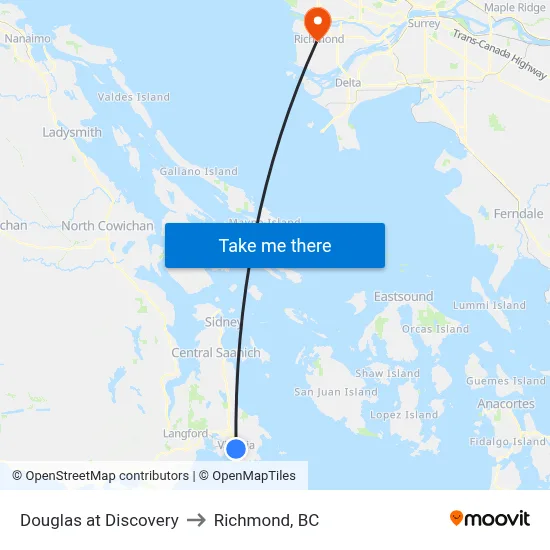 Douglas at Discovery to Richmond, BC map