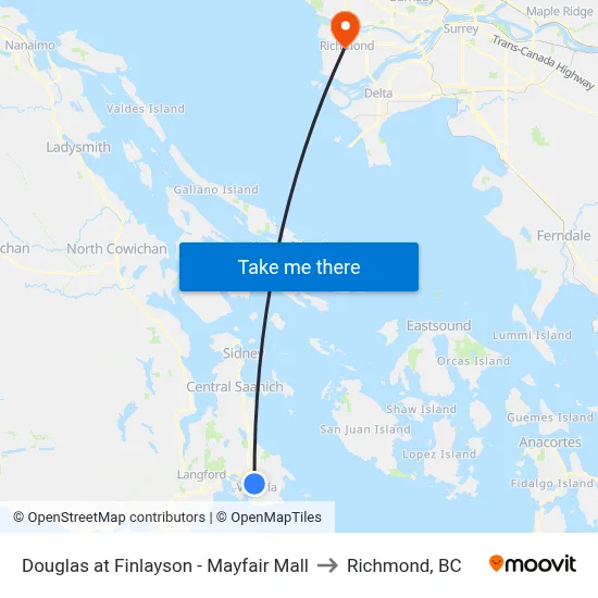 Douglas at Finlayson - Mayfair Mall to Richmond, BC map