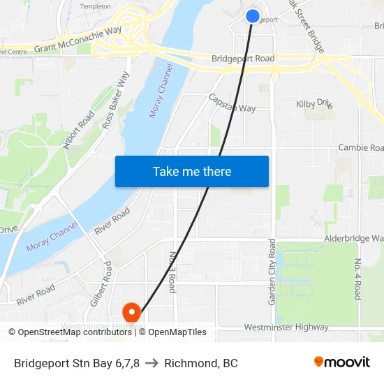 Bridgeport Stn Bay 6,7,8 to Richmond, BC map