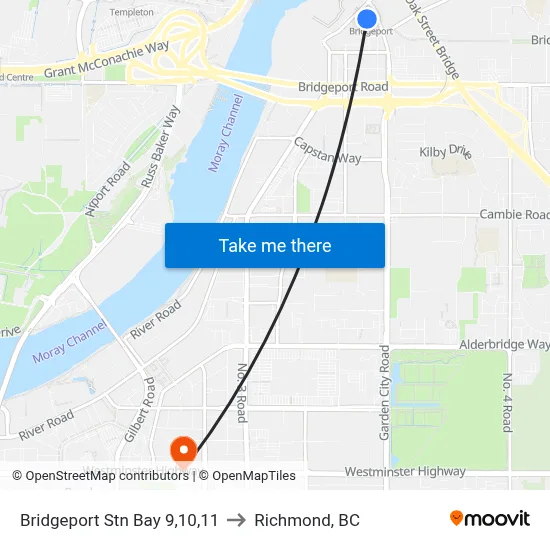 Bridgeport Stn Bay 9,10,11 to Richmond, BC map