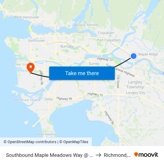 Southbound Maple Meadows Way @ 200 St to Richmond, BC map