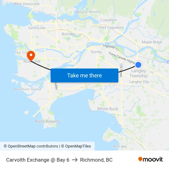 Carvolth Exchange @ Bay 6 to Richmond, BC map