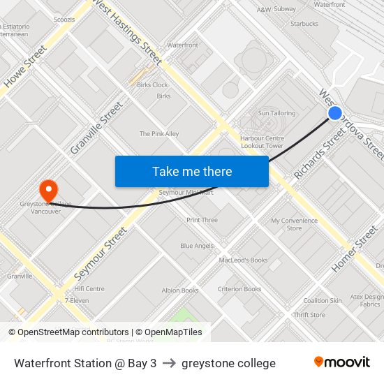 Waterfront Station @ Bay 3 to greystone college map