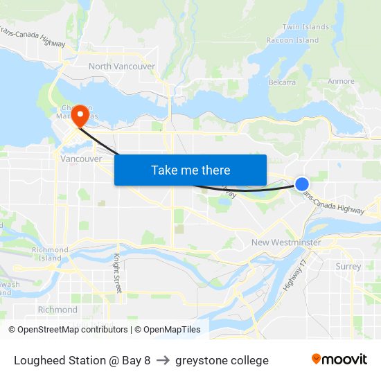 Lougheed Station @ Bay 8 to greystone college map
