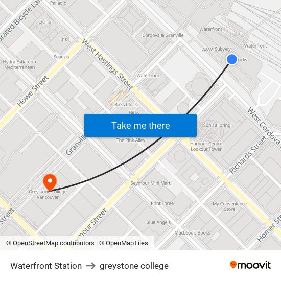 Waterfront Station to greystone college map