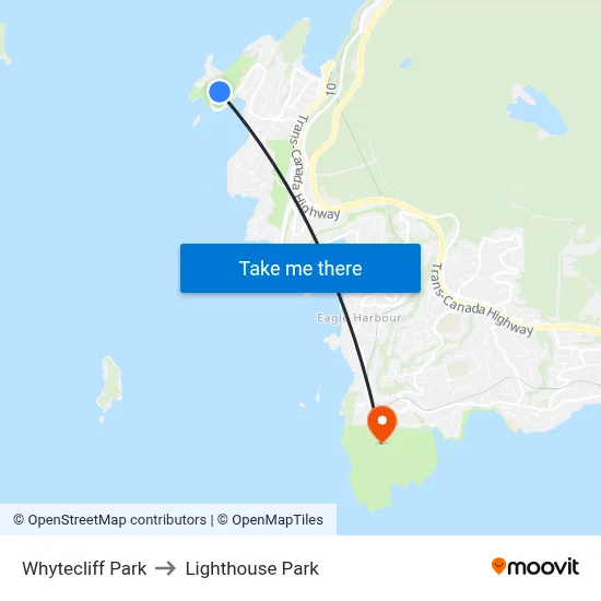 Whytecliff Park to Lighthouse Park map