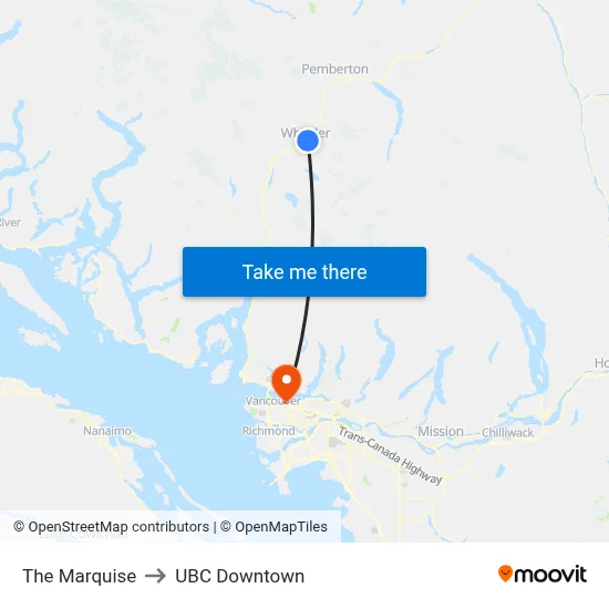 The Marquise to UBC Downtown map