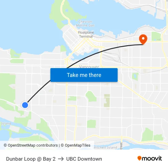 Dunbar Loop @ Bay 2 to UBC Downtown map