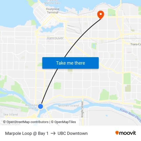Marpole Loop @ Bay 1 to UBC Downtown map