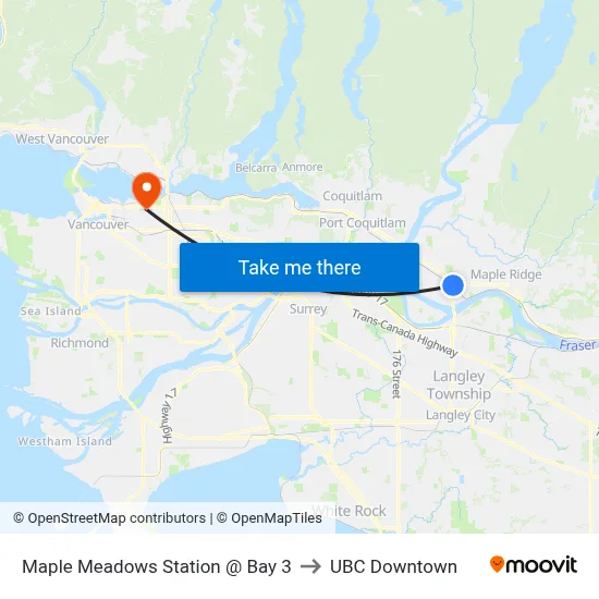 Maple Meadows Station @ Bay 3 to UBC Downtown map