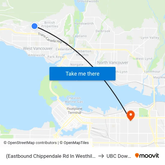 (Eastbound Chippendale Rd In Westhill Dr Area) (Flag) to UBC Downtown map